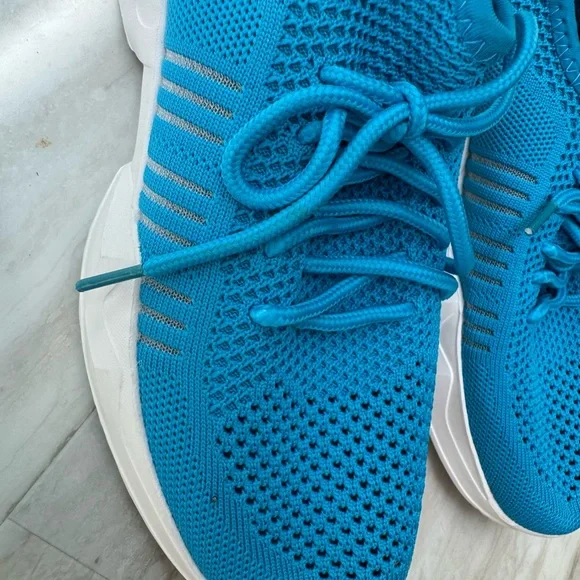 Blue and White Sneakers with Mesh Upper and Lace-Up Design NWOT - Picture 10 of 12